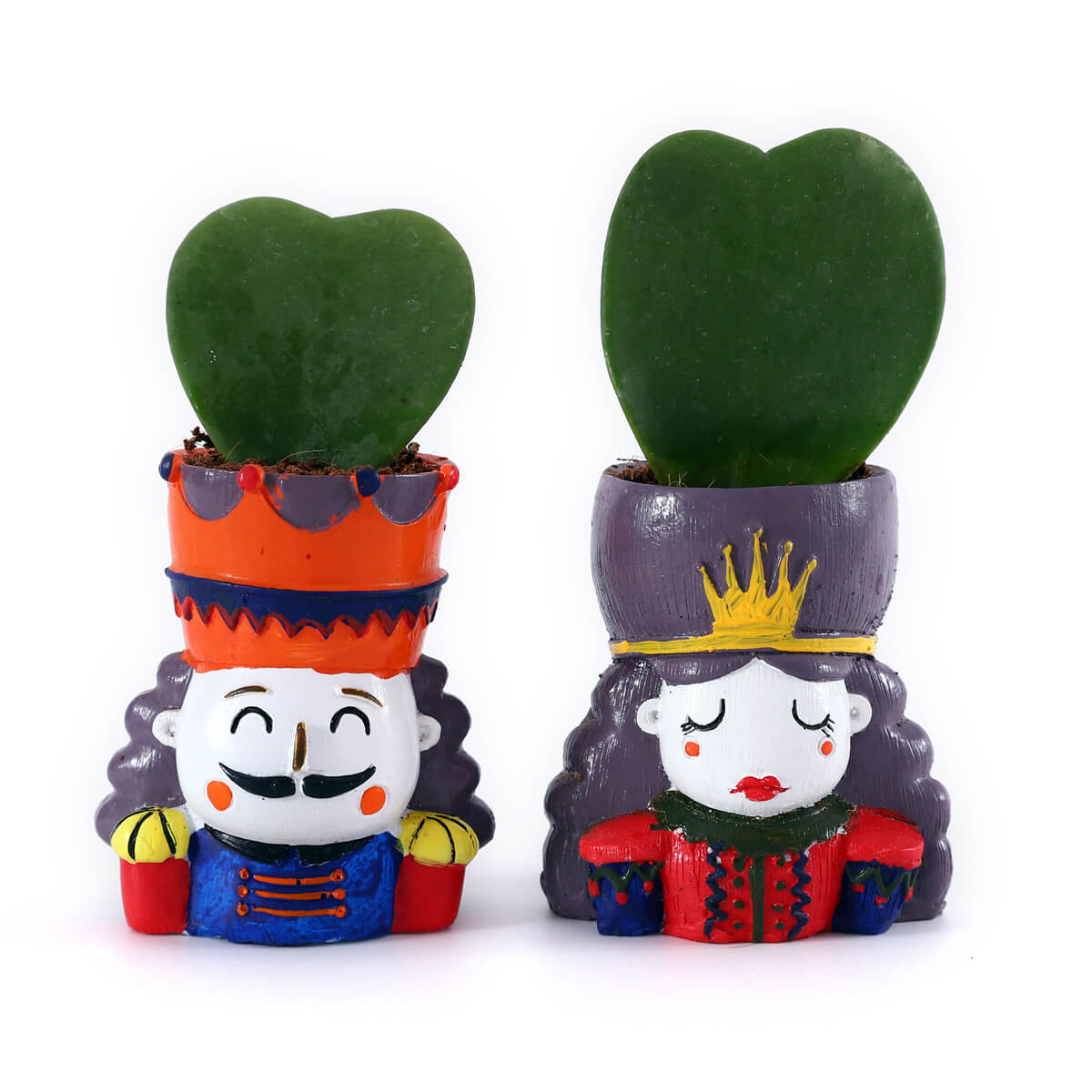 Royal Heart Hoya – King & Queen Decorative Planter Set