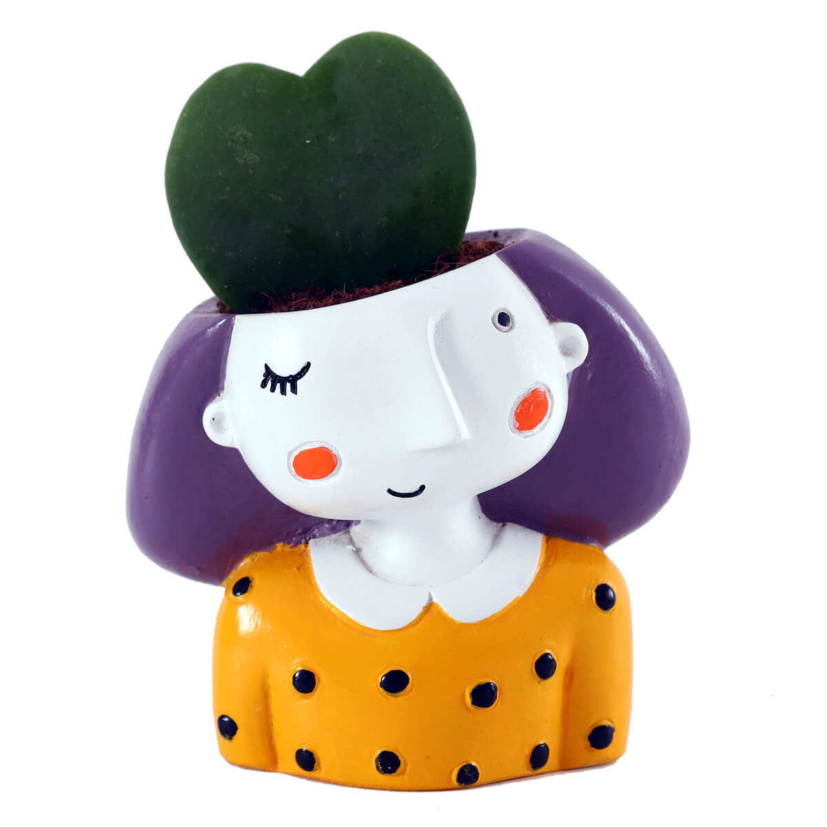 Sweetheart Hoya Heart Plant with Cute Girl Decorative Planter